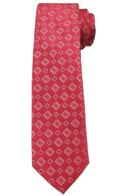 Czerwony Elegancki Krawat -Angelo di Monti- 6 cm, Męski, Wzór Geometryczny