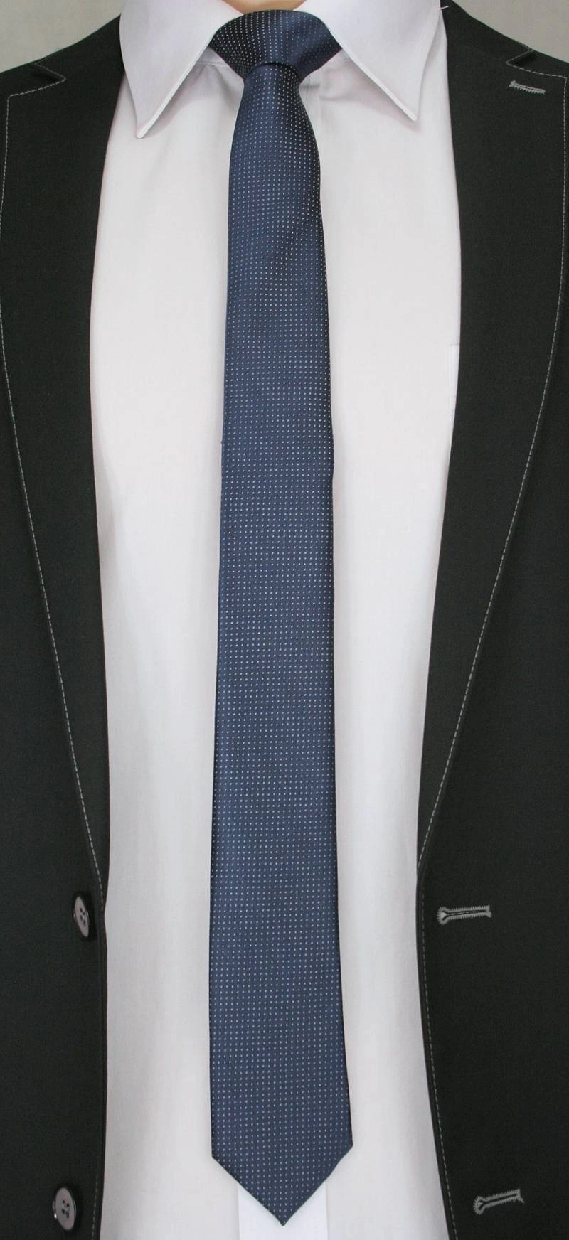 Oryginalny Krawat Męski w Drobny Wzorek - 6 cm - Alties, Atramentowy