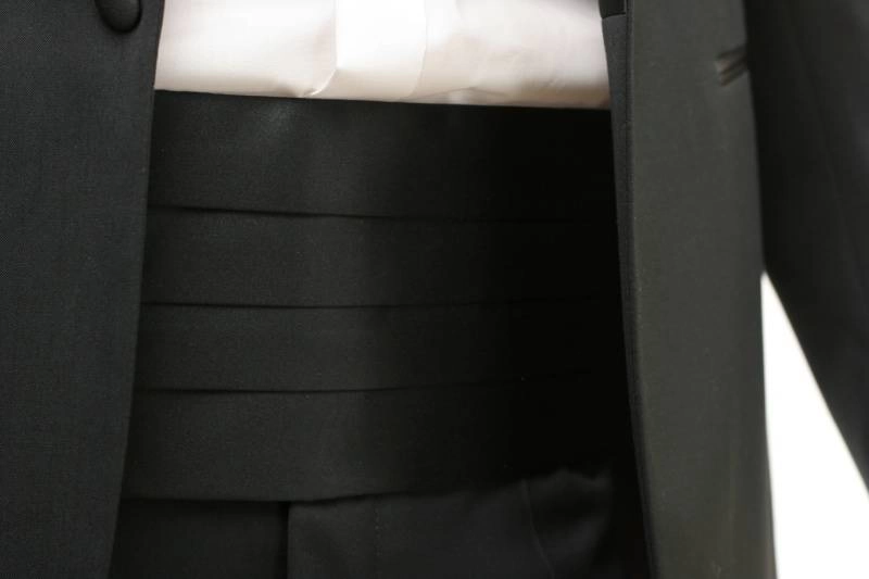 Komplet - pas smokingowy, mucha i butonierka