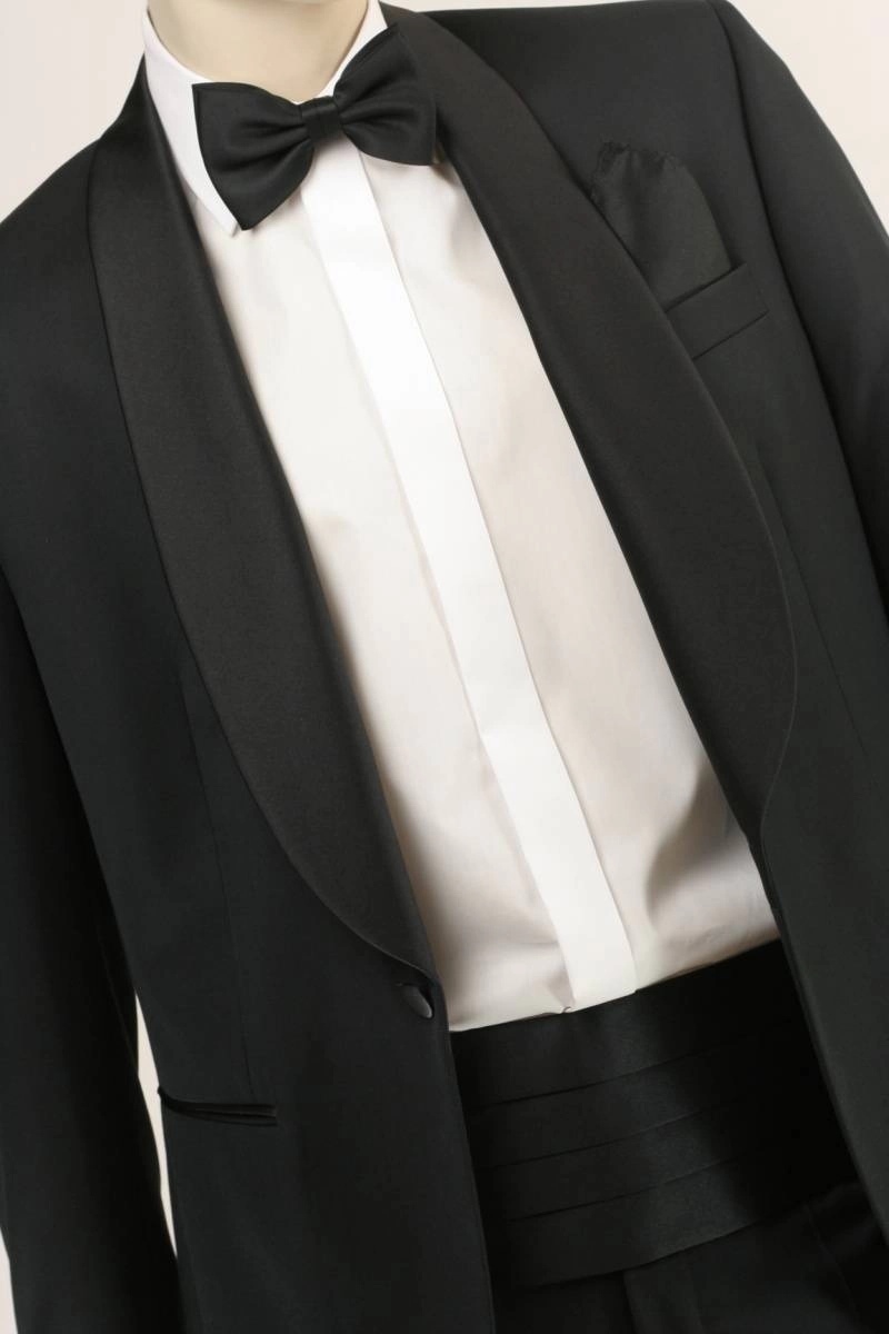 Komplet - pas smokingowy, mucha i butonierka