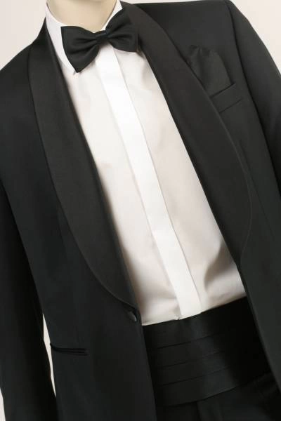 Komplet - pas smokingowy, mucha i butonierka