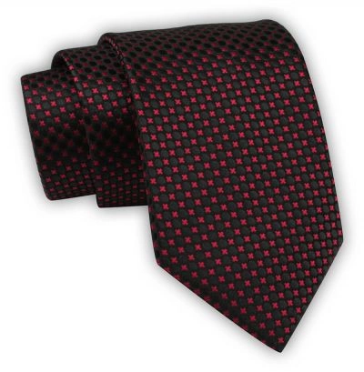 Krawat Alties (7 cm) - Drobny Rzucik, Odcienie Czerni i Czerwieni