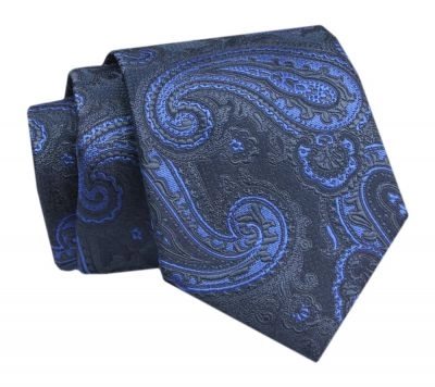 Krawat - ALTIES - Wzór Orientalny, Granatowy