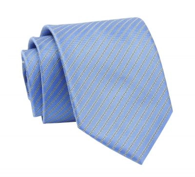 Krawat Błękitny w Paski, Prążki 7 cm, Elegancki, Klasyczny, Męski -ALTIES