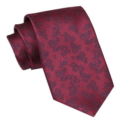 Krawat Męski, Klasyczny - ALTIES - Czerwony, Wzór