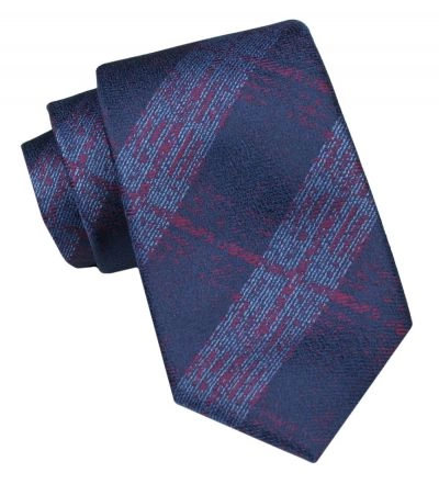 Krawat Męski, Klasyczny - ALTIES - Granat, Duży Wzór