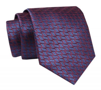 Męski Krawat - ALTIES - Klasyczny - Granat z Ciemną Czerwienią