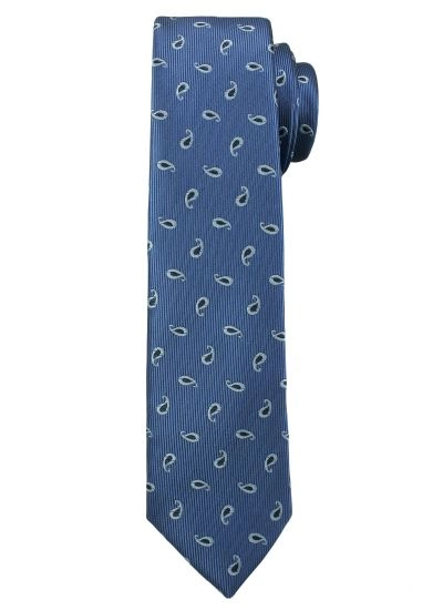 Niebieski Elegancki Męski Krawat -ALTIES- 6cm, Wzór Paisley, Klasyczny