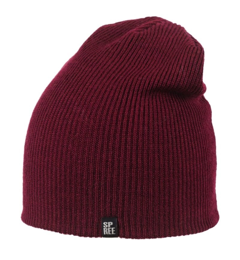 100% Wełna Merino - Męska Czapka, Bordowa, Zimowa, Beanie, Krasnal