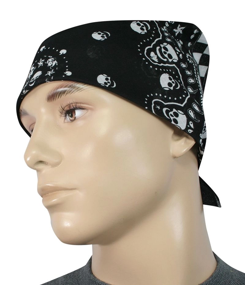 Bandamka Czarno-Biała w Czaszki, Bandana, 100% Bawełna, Chusta Ochronna na Twarz -ALTIES