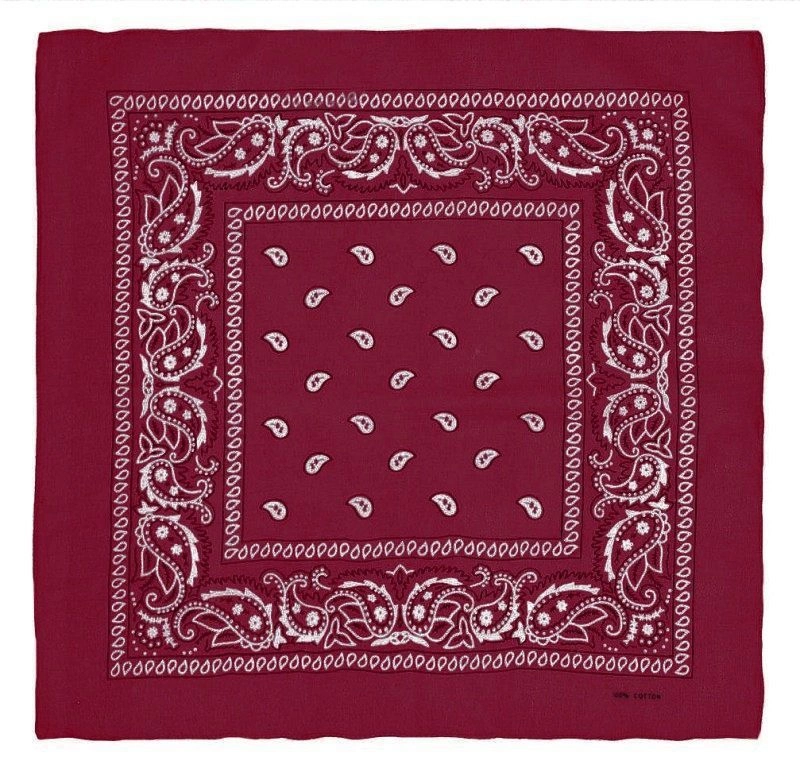 Bandana, Bordowa, Malinowa, Bandamka Męska, 100% Bawełna, Wzór Paisley -Pako Jeans