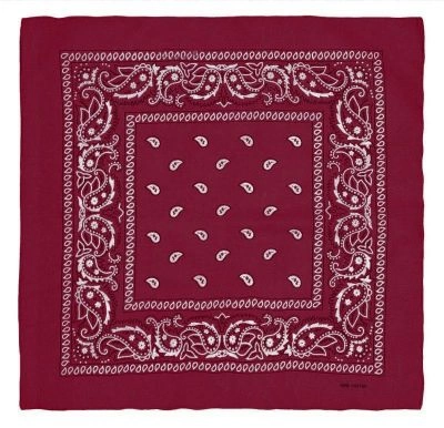 Bandana, Bordowa, Malinowa, Bandamka Męska, 100% Bawełna, Wzór Paisley -Pako Jeans