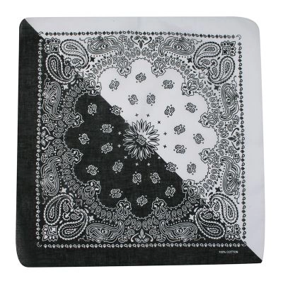 Bandana, Czarno-Biała, Bandamka Męska, 100% Bawełna, Wzór Paisley -Pako Jeans