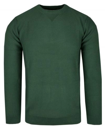 Bawełniany, Męski Sweter z Delikatną Fakturą Materiału - Adriano Guinari - Zielony