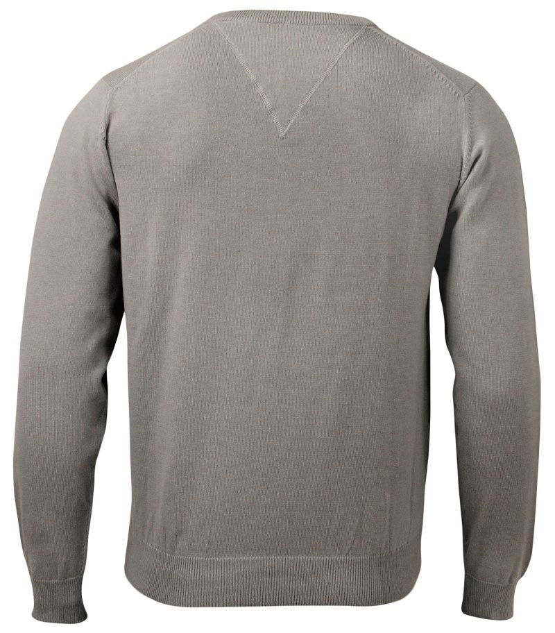 Sweter w Serek (V-neck) Beżowo-Szary Męski, Klasyczny, Jednokolorowy - Adriano Guinari