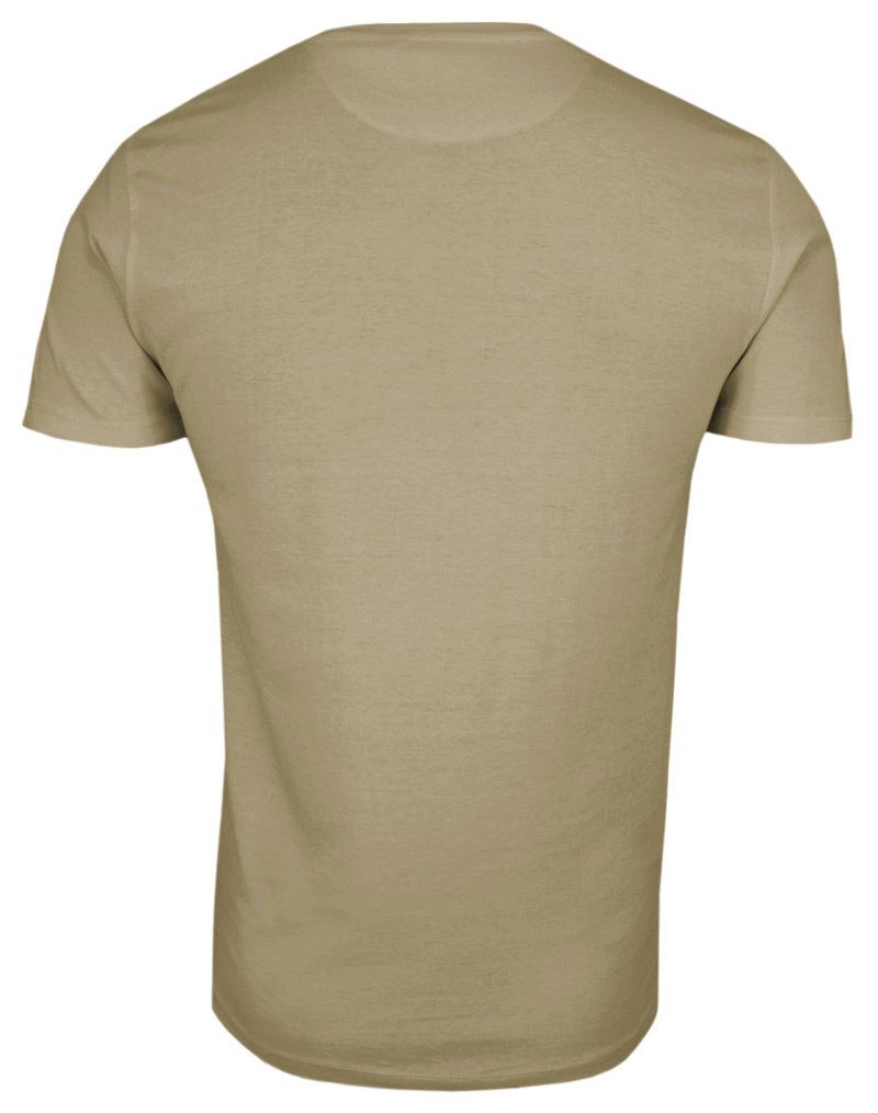 Beżowy Bawełniany T-Shirt Męski Bez Nadruku -Brave Soul- Koszulka, Krótki Rękaw, Basic
