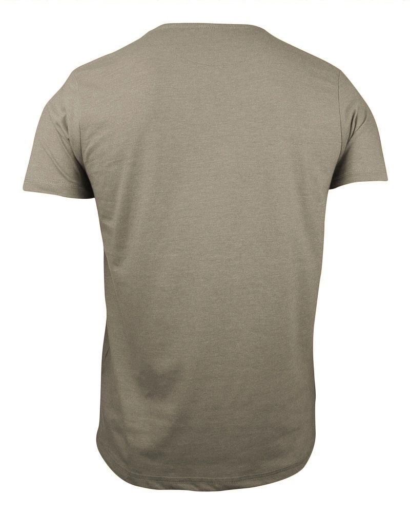 Beżowy T-Shirt (Koszulka) z Kieszonką, Bez Nadruku -Brave Soul- Męski, Okrągły Dekolt