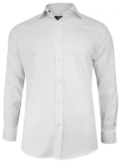 Biała Bawełniana Koszula, Długi Rękaw -GRZEGORZ MODA MĘSKA- Taliowana, Elastyczna, Rozciągliwa