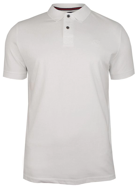 Biała Bawełniana Koszulka POLO -Adriano Guinari- Męska, Krótki Rękaw, z Kołnierzykiem, Casualowa