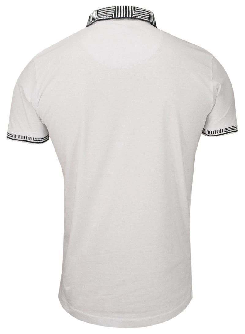 Biała Bawełniana Koszulka POLO -Brave Soul- Męska, Krótki Rękaw, z Kołnierzykiem, Sportowa