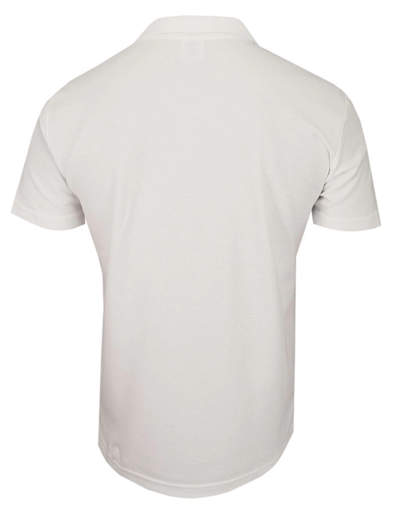 Biała Bawełniana Koszulka POLO -STEDMAN- Męska, Krótki Rękaw, z Kołnierzykiem, Casualowa