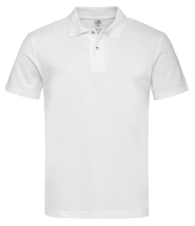 Biała Bawełniana Koszulka POLO -STEDMAN- Męska, Krótki Rękaw, z Kołnierzykiem, Casualowa
