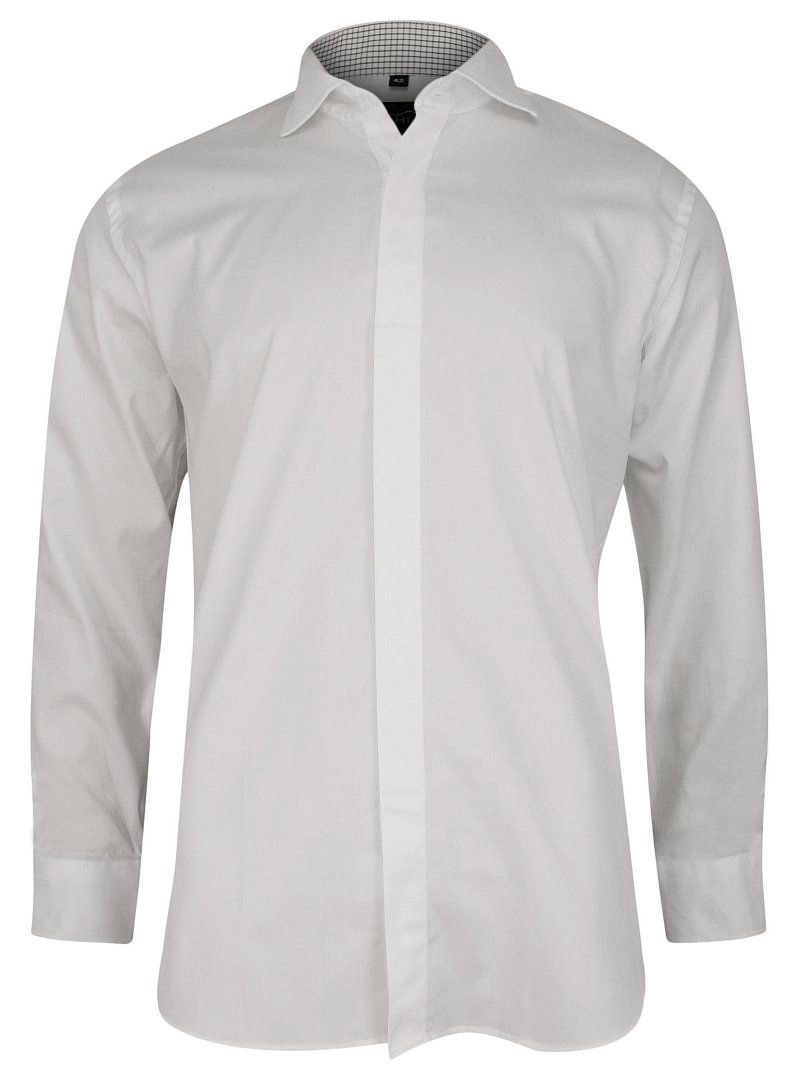 Biała Elegancka Koszula Męska z Długim Rękawem, 100% Bawełna -CHIAO- Taliowana