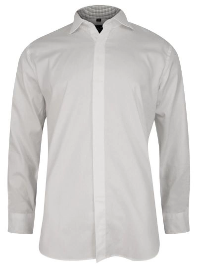 Biała Elegancka Koszula Męska z Długim Rękawem, 100% Bawełna -CHIAO- Taliowana