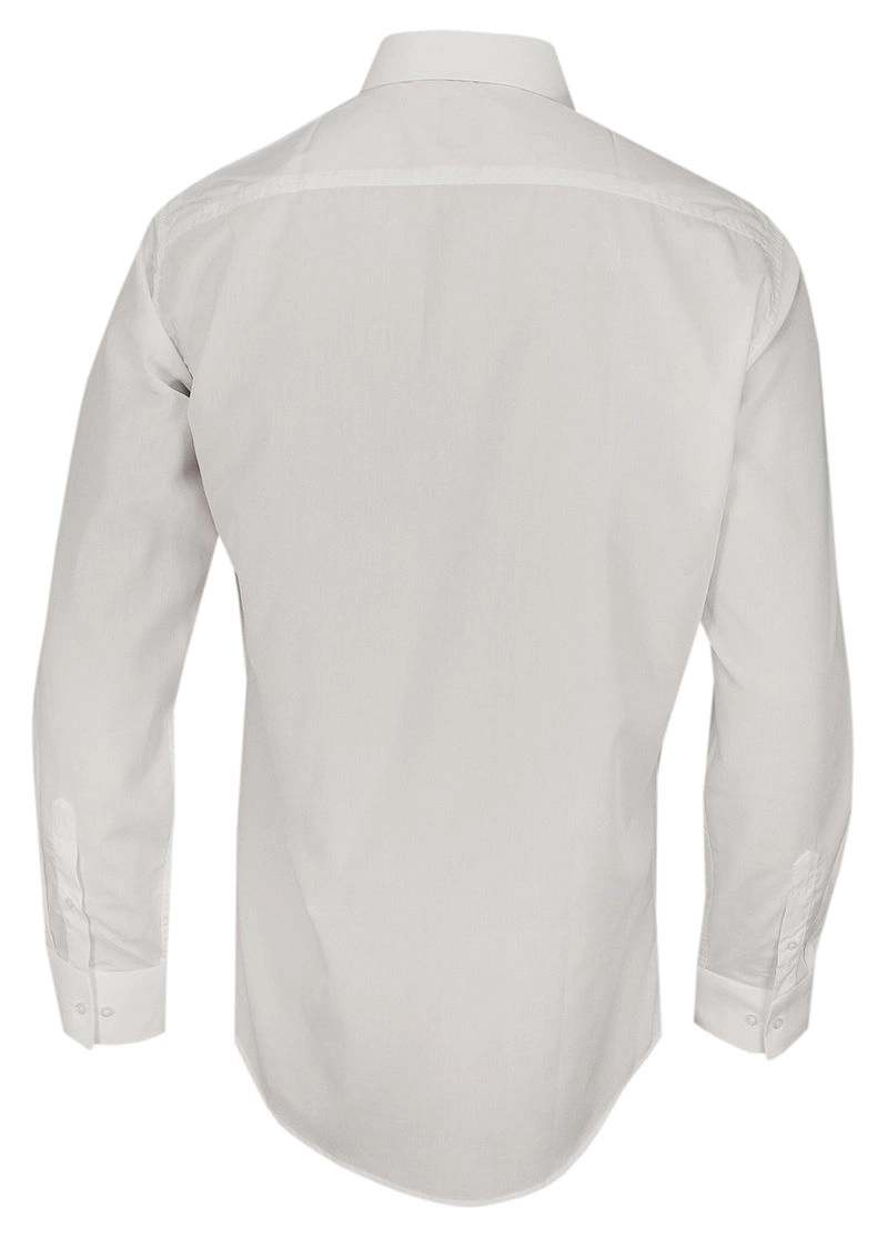 Biała Elegancka Koszula Męska z Długim Rękawem, 100% Bawełna -RANIR- Taliowana, Gładka