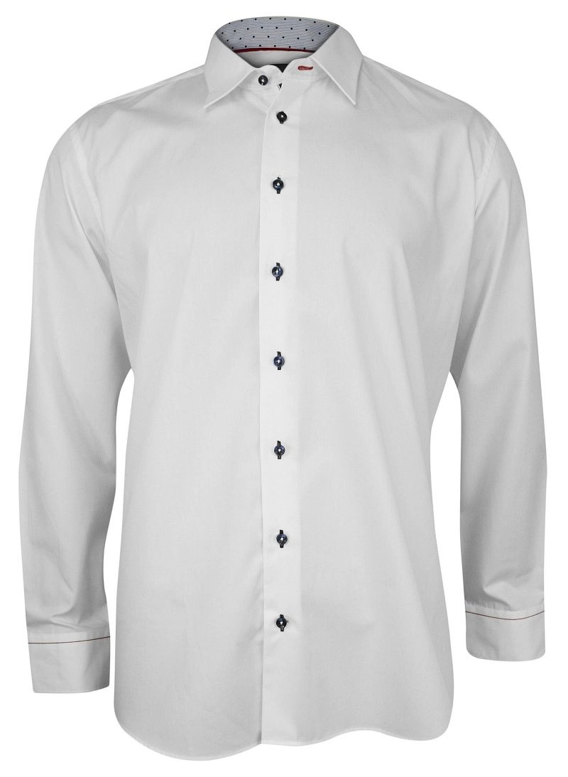 Biała Elegancka Koszula Męska z Długim Rękawem -REY JAY- Taliowana, 100% Bawełna