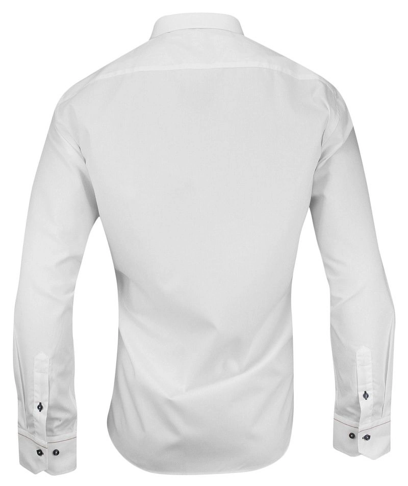 Biała Elegancka Koszula Męska z Długim Rękawem -REY JAY- Taliowana, 100% Bawełna