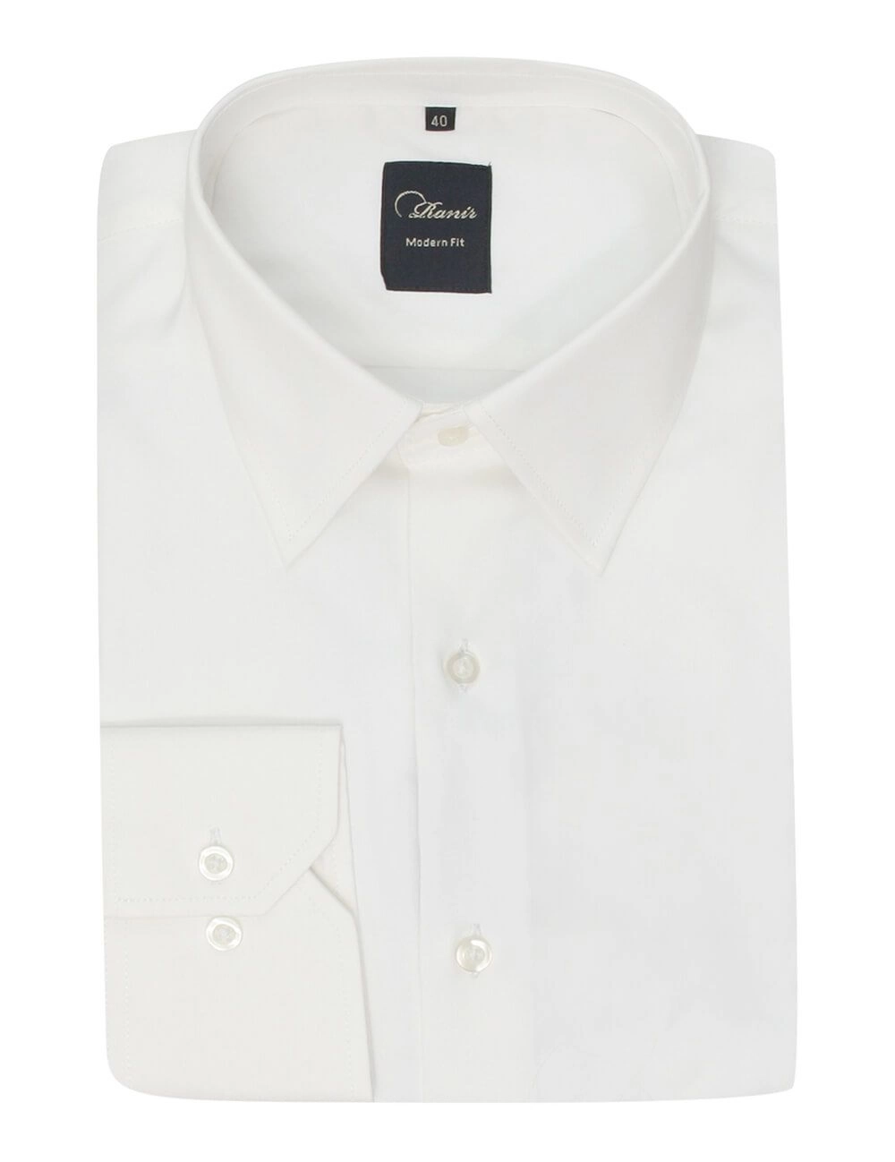 Biała Koszula Wizytowa Męska, z Długim Rękawem, Taliowana, 100% Bawełna -RANIR