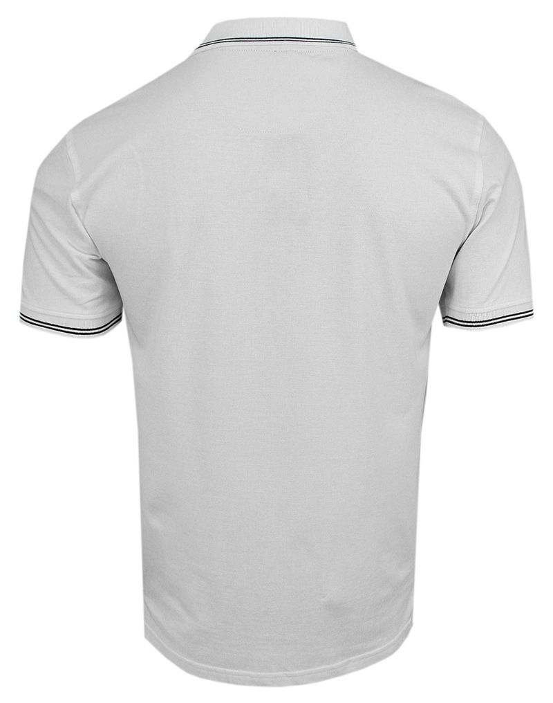 Biała Koszulka POLO z Lamówką, Męska, Krótki Rękaw -PAKO JEANS- T-shirt, z Kieszonką