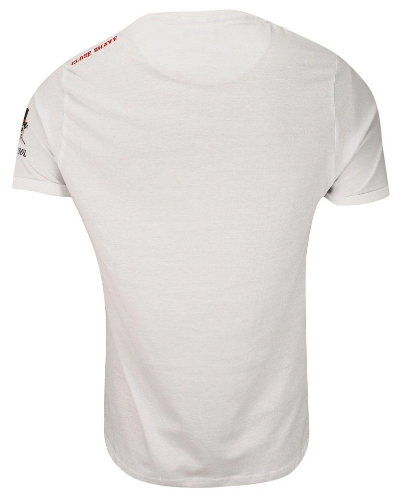 Biały Bawełniany T-Shirt Męski -Brave Soul- Krótki Rękaw, Milord, Oryginalni Panowie, Czaszki