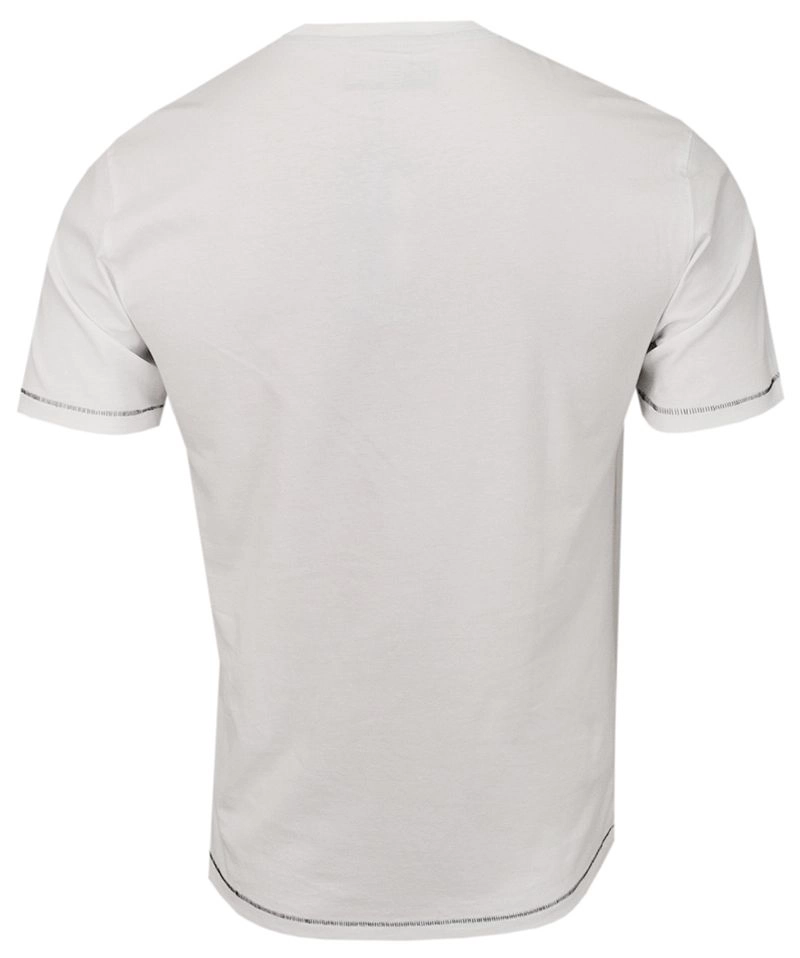 Biały Bawełniany T-Shirt w Napisy, Nadruk -PAKO JEANS- Męski, Okrągły Dekolt, Krótki Rękaw