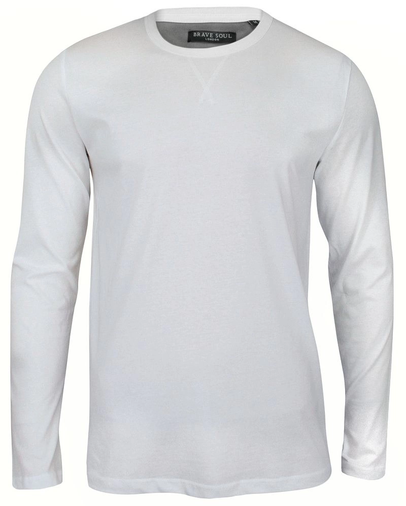 Biały T-shirt (Koszulka) - Długi Rękaw, Longsleeve - Brave Soul, Męski