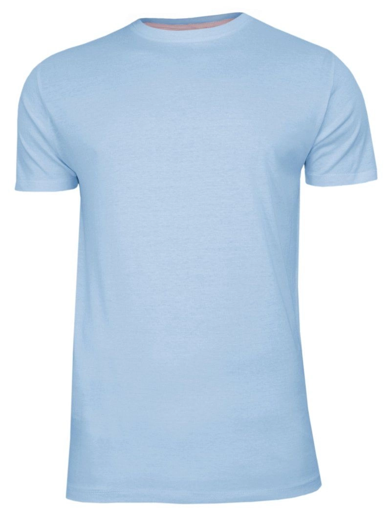 Błękitny Bawełniany T-Shirt Męski Bez Nadruku -Brave Soul- Koszulka, Krótki Rękaw, Basic