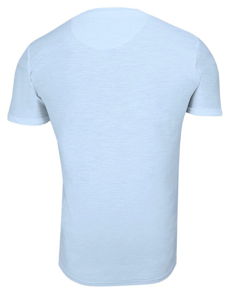 Błękitny Melanżowy Bawełniany T-Shirt Męski Bez Nadruku -Brave Soul- Koszulka, Krótki Rękaw, Basic