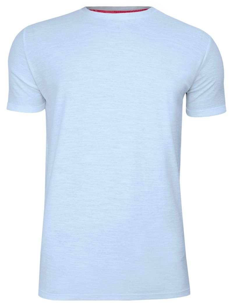 Błękitny Melanżowy Bawełniany T-Shirt Męski Bez Nadruku -Brave Soul- Koszulka, Krótki Rękaw, Basic