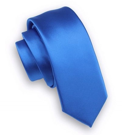 Błękitny Stylowy Krawat (Śledź) Męski -ALTIES- 5 cm, Wąski, Gładki, Niebieski