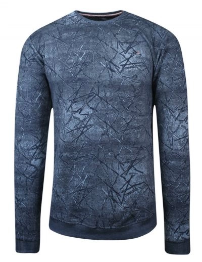 Bluza Niebieska z Okrągłym Dekoltem, bez Kaptura, Męska -BAGARDA