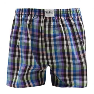 Bokserki Luźne, W Kratkę, Kolorowe, Majtki z Rozporkiem na Guziki, Bawełniane -Pako Jeans