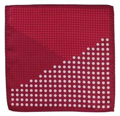 Bordowa Elegancka Męska Poszetka -ALTIES- w Biało-Czerwone Kropki
