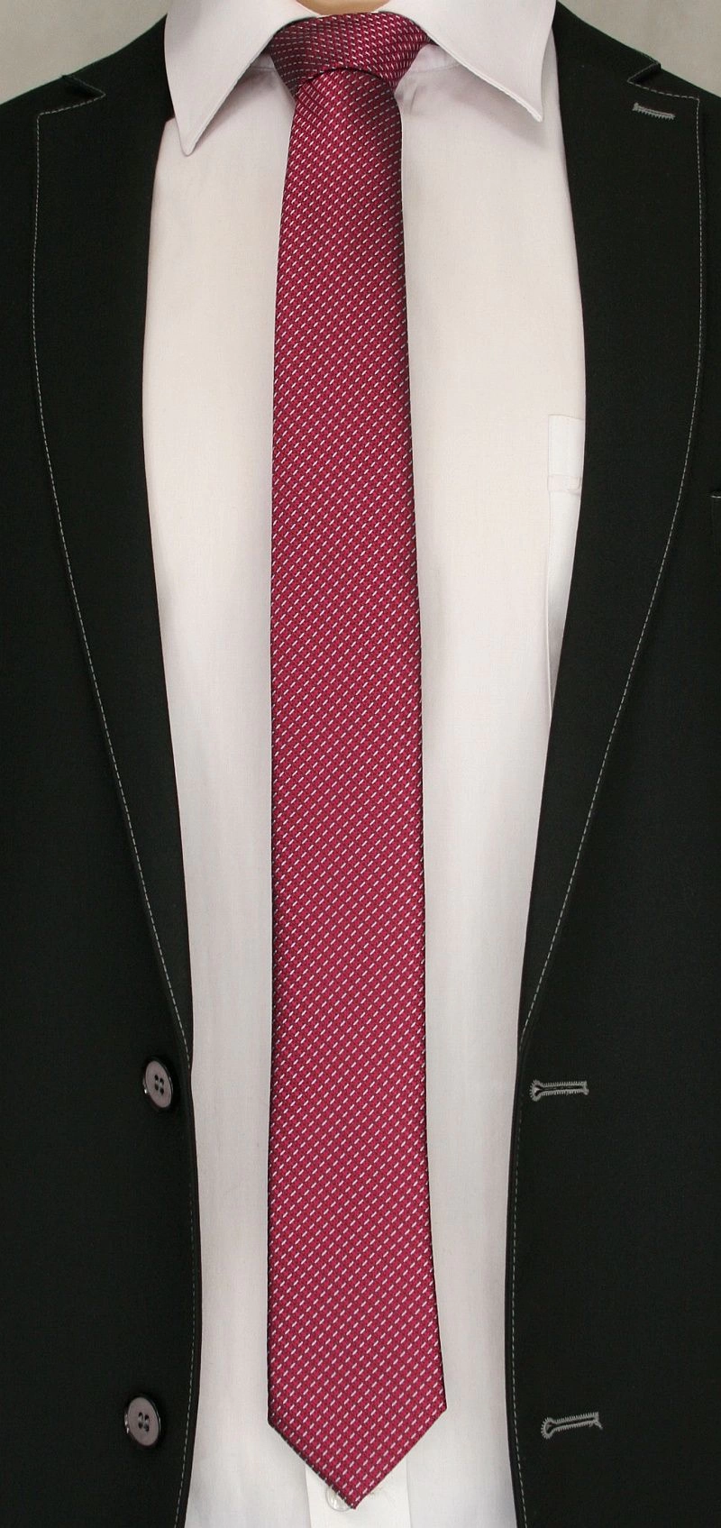 Bordowy Elegancki Krawat -Angelo di Monti- 6 cm, Męski, Drobny Wzór  Geometryczny