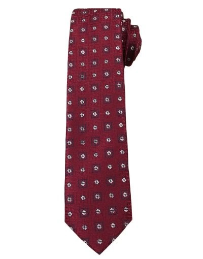 Bordowy Elegancki Krawat Męski w Małe Kwiatki -ALTIES- 6 cm, Motyw Florystyczny
