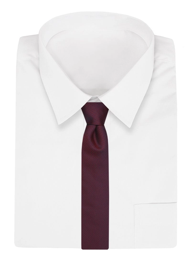 Bordowy Jednokolorowy Męski Krawat -Chattier- 7 cm, Klasyczny, Elegancki, w Drobny Rzucik