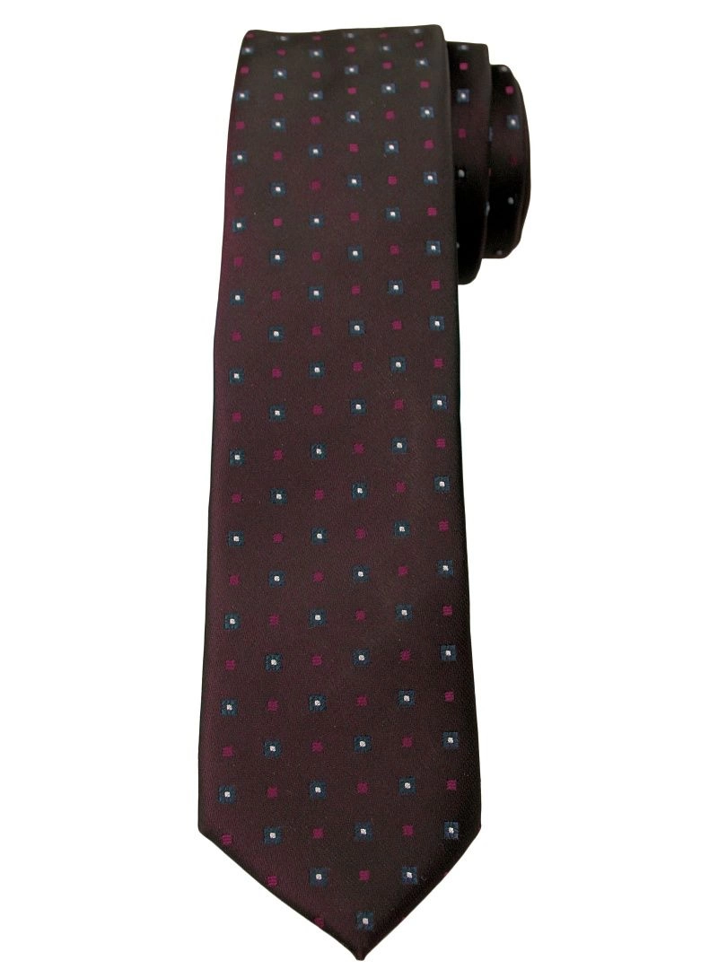 Brązowy Elegancki Krawat -Angelo di Monti- 6 cm, Męski, w Drobny Wzór Geometryczny