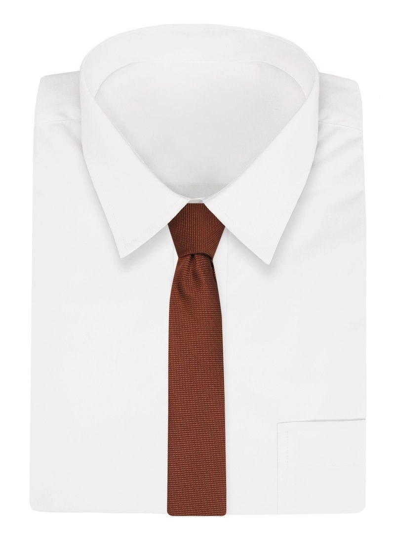 Brązowy Krawat -Angelo di Monti- 6 cm, Męski, Karmelowy, Jednokolorowy