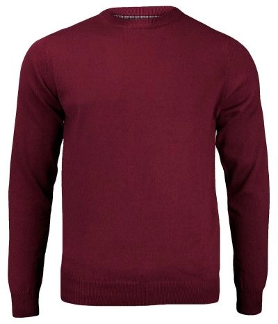 Sweter Burgundowy, Bordowy, Elegancki  Bawełniany (U-neck), Męski - Adriano Guinari