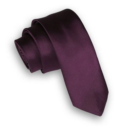 Burgundowy, Śliwkowy Stylowy Krawat (Śledź) Męski -ALTIES- 5 cm, Wąski, Gładki